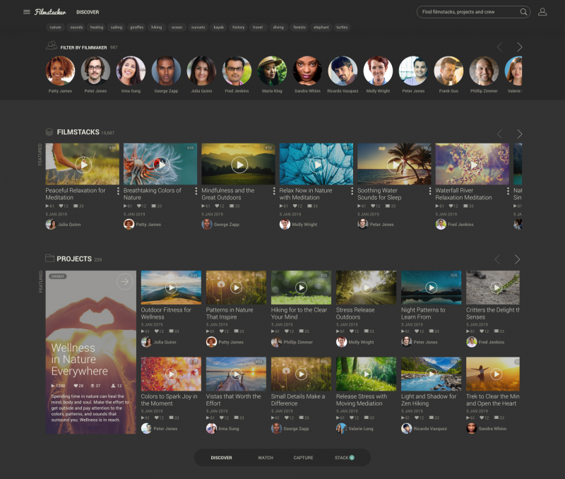 filmstacker desktop discover layout